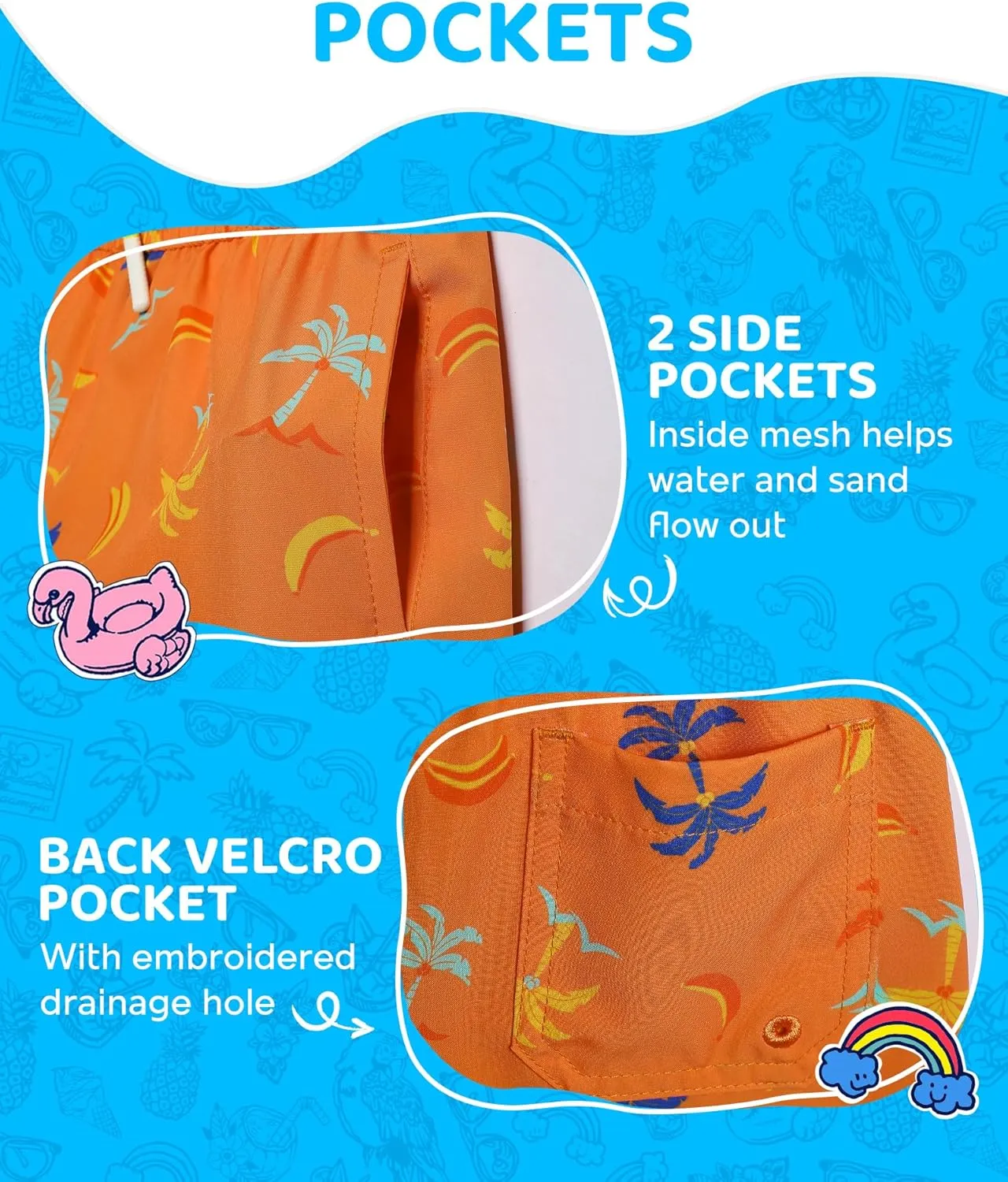 maamgic Boys Swim Trunks with Compression Liner 4-Way Stretch Quick Dry Bathing Suit Toddler Beach Shorts