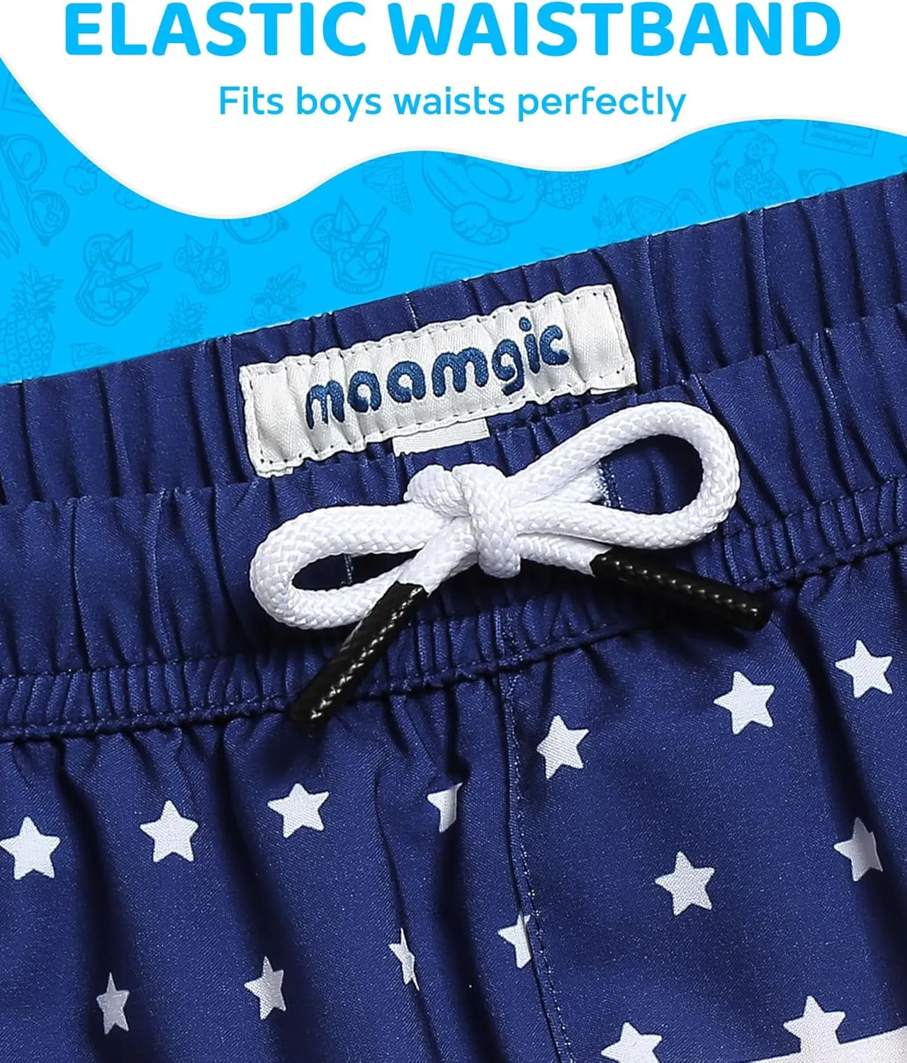 maamgic Boys Swim Trunks with Compression Liner 4-Way Stretch Quick Dry Bathing Suit Toddler Beach Shorts