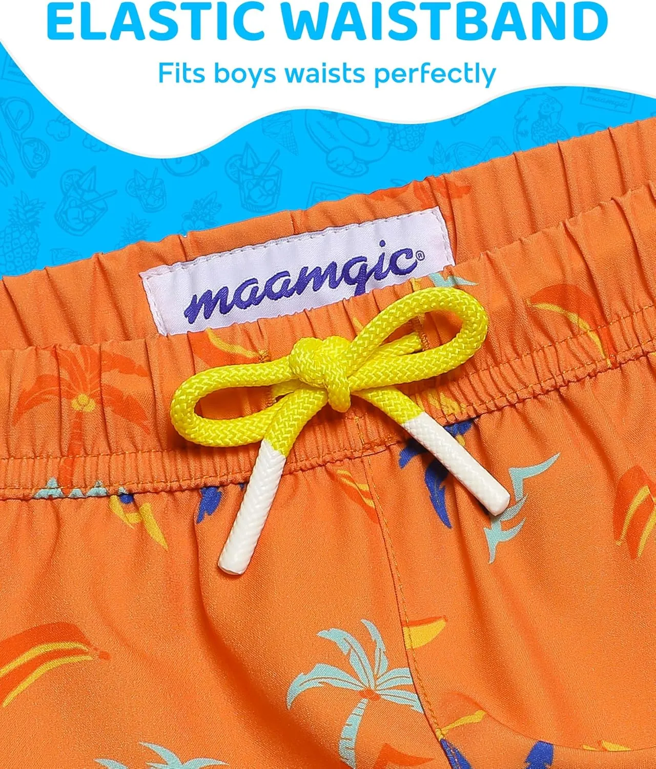 maamgic Boys Swim Trunks with Compression Liner 4-Way Stretch Quick Dry Bathing Suit Toddler Beach Shorts