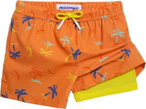 maamgic Boys Swim Trunks with Compression Liner 4-Way Stretch Quick Dry Bathing Suit Toddler Beach Shorts