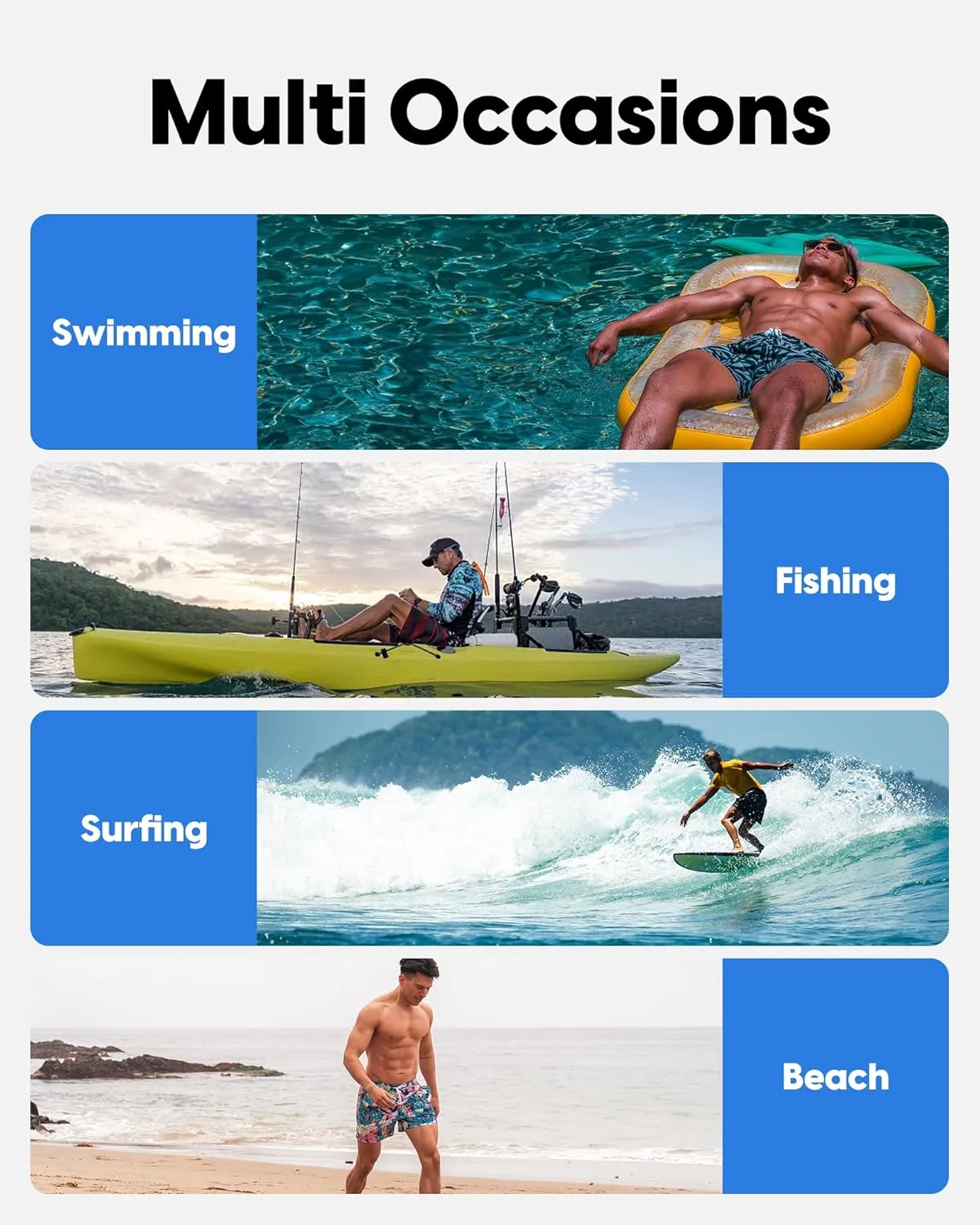 maamgic Mens Swim Trunks 5" Quick Dry Beach Shorts Stretch Swimming Trunks Shorts with Mesh Lining Zip Pockets