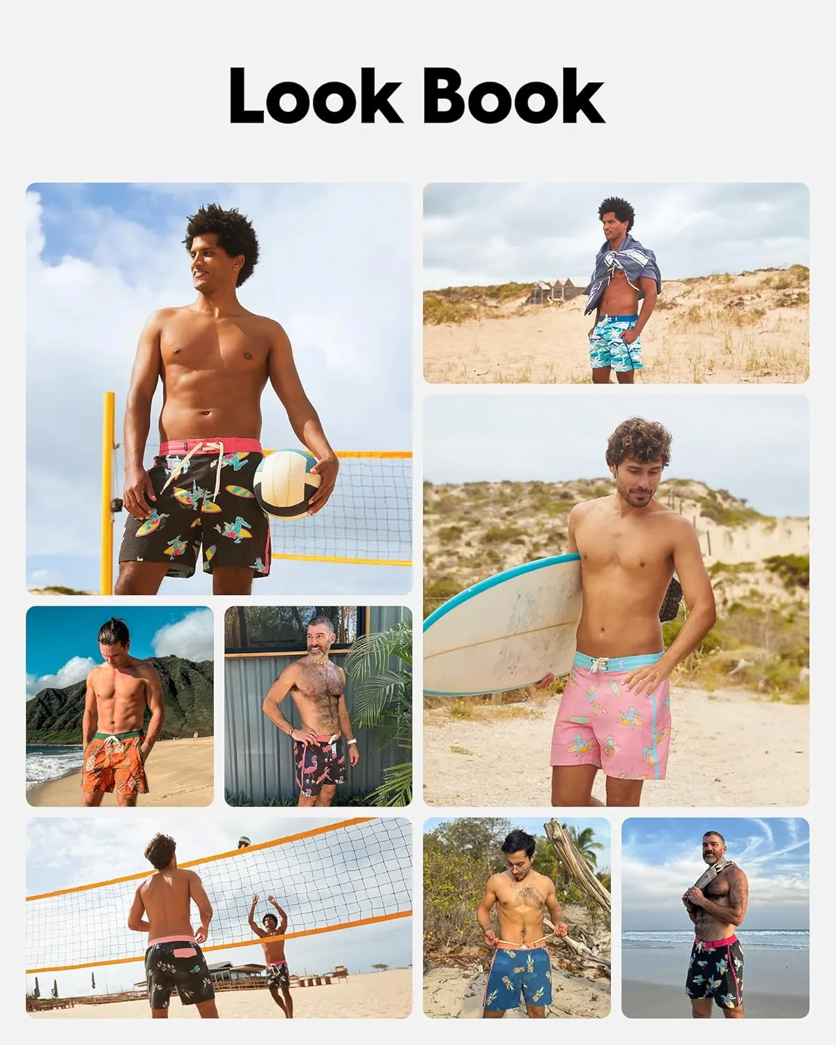 maamgic Men's Swim Trunks Board Shorts Vintage Beach Shorts 4 Way Stretch Quick Dry with Zipper Pockets