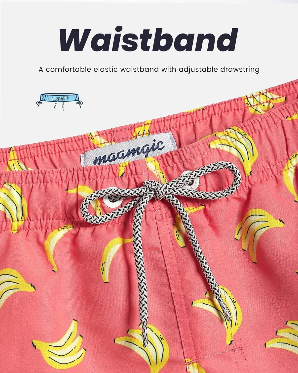 maamgic Mens Swim Trunks Quick Dry Swim Shorts with Mesh Lining Funny Swimwear Bathing Suits 7inch