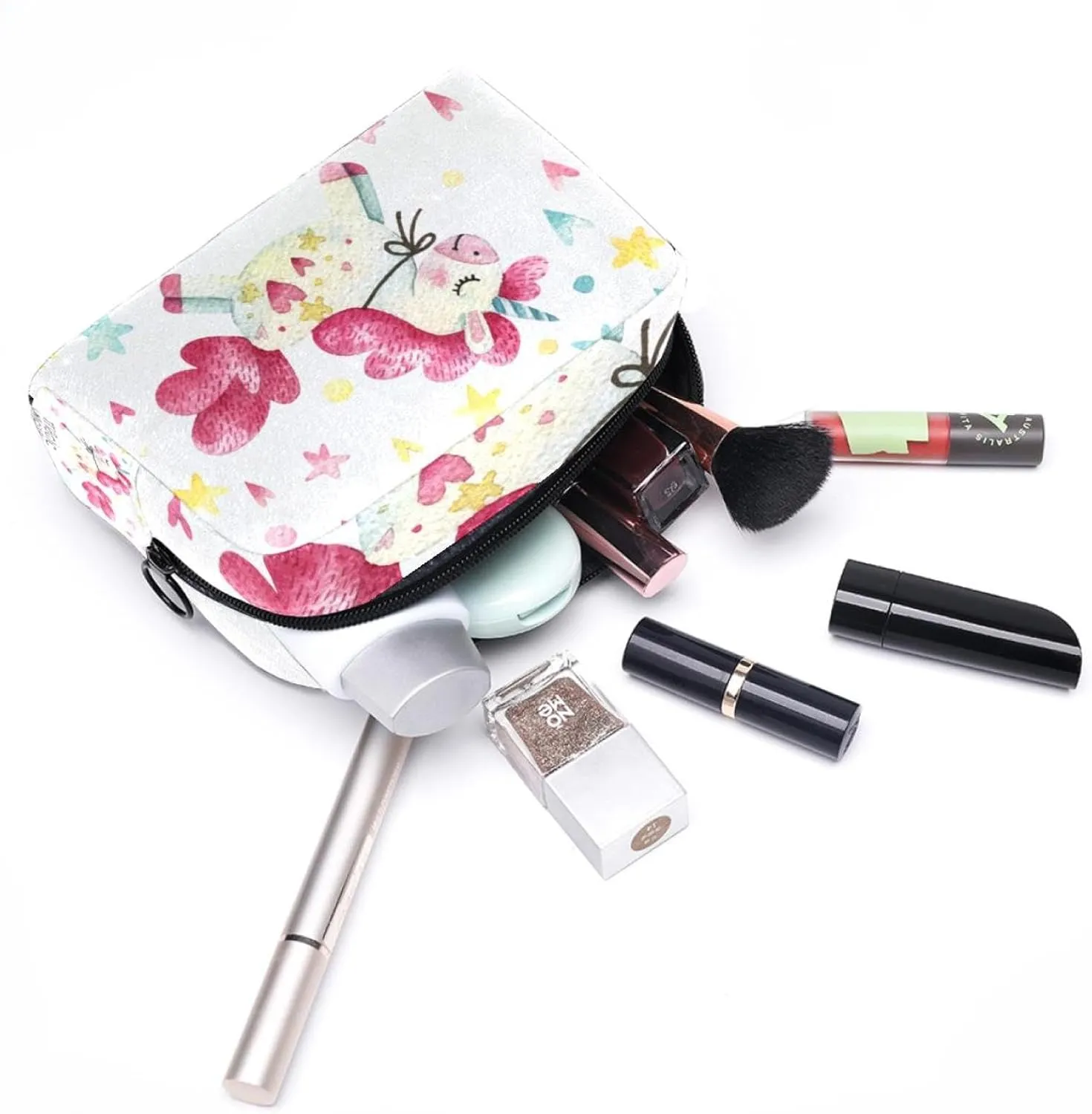 Magic Unicorn Small Makeup Bags for Women Teen Girls, Makeup Storage Bag with Zipper Accessories Organizer Bag for Travelling