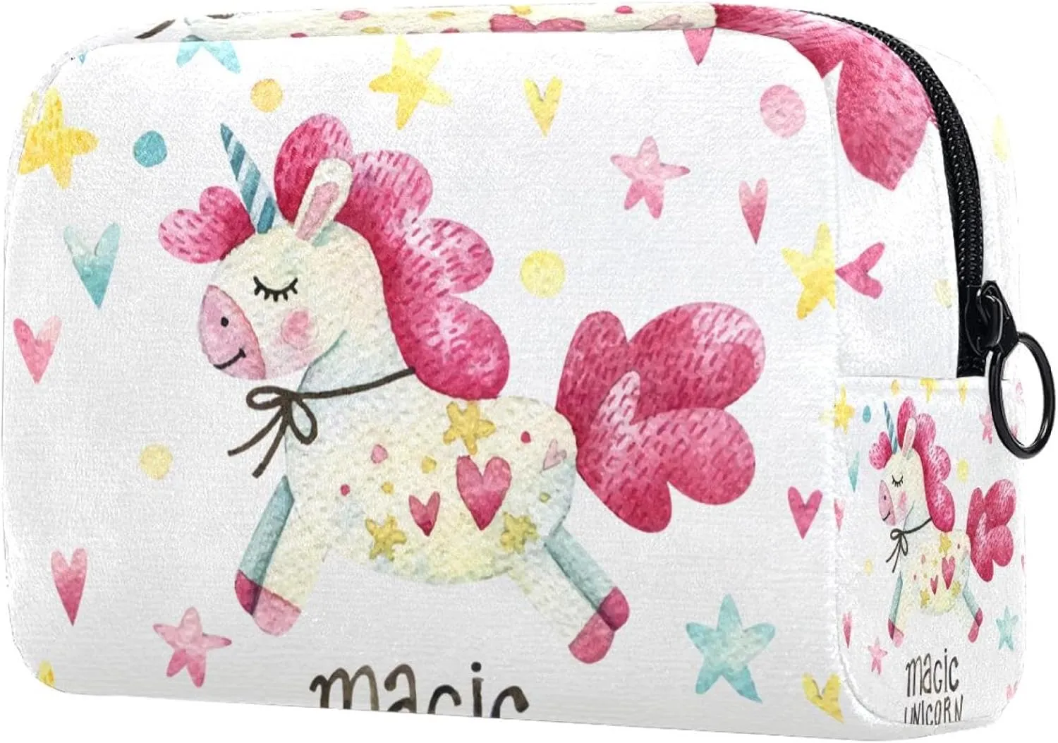 Magic Unicorn Small Makeup Bags for Women Teen Girls, Makeup Storage Bag with Zipper Accessories Organizer Bag for Travelling