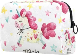Magic Unicorn Small Makeup Bags for Women Teen Girls, Makeup Storage Bag with Zipper Accessories Organizer Bag for Travelling