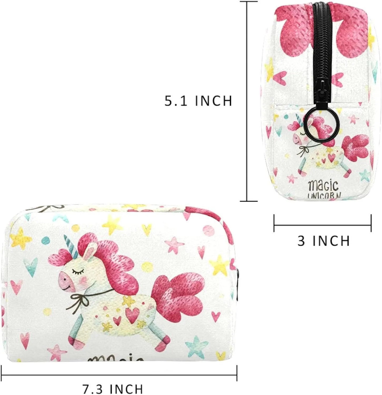 Magic Unicorn Small Makeup Bags for Women Teen Girls, Makeup Storage Bag with Zipper Accessories Organizer Bag for Travelling