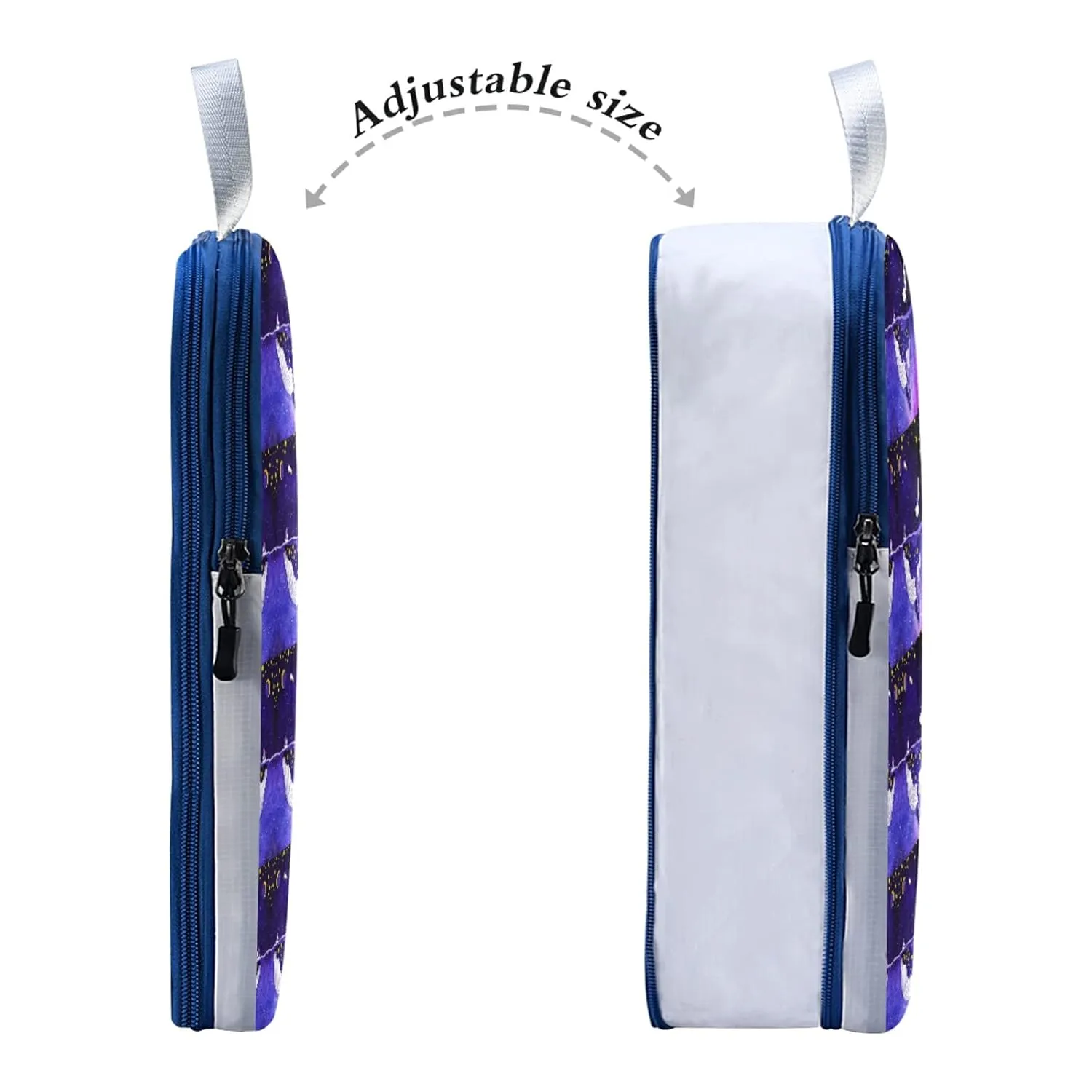 Magic Whale in the Dark Ocean Night Starry Sky Moon Purple Style 3 Piece set Cubes Expandable Adjustable Luggage Packing Bags, Ultralight Organizer Accessories Travel Suitcase Compressible Bags
