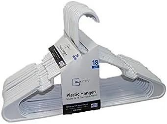 Mainstays Standard Plastic Hangers, White. 36 Hangers