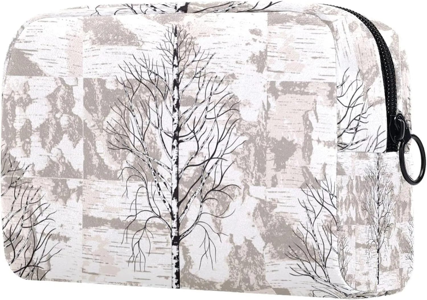 Makeup Organizer Bag, Birch Trees on Birch Bark Background Pencil Case Cosmetic Storage Bag Portable Toiletry Pouch for Women, Men, Traveling, School