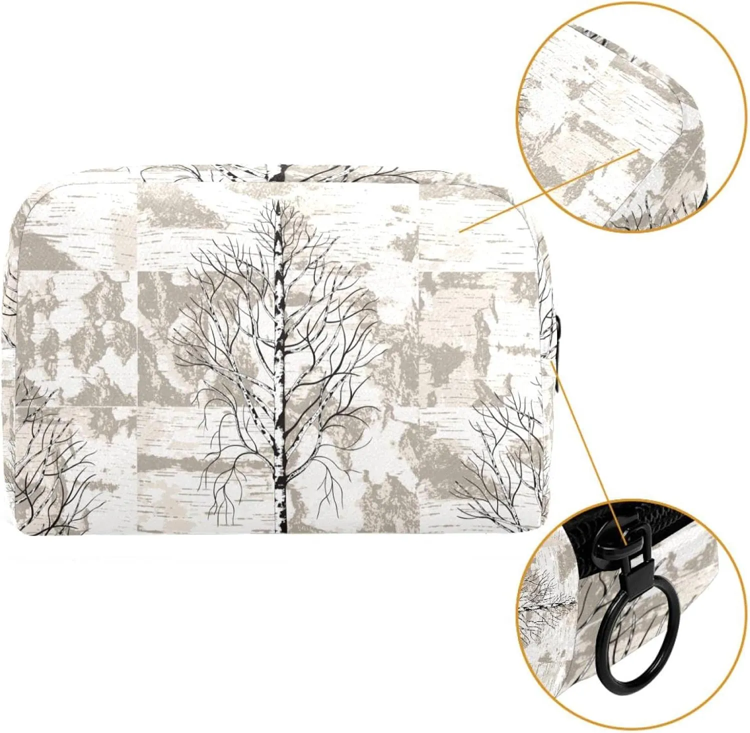 Makeup Organizer Bag, Birch Trees on Birch Bark Background Pencil Case Cosmetic Storage Bag Portable Toiletry Pouch for Women, Men, Traveling, School
