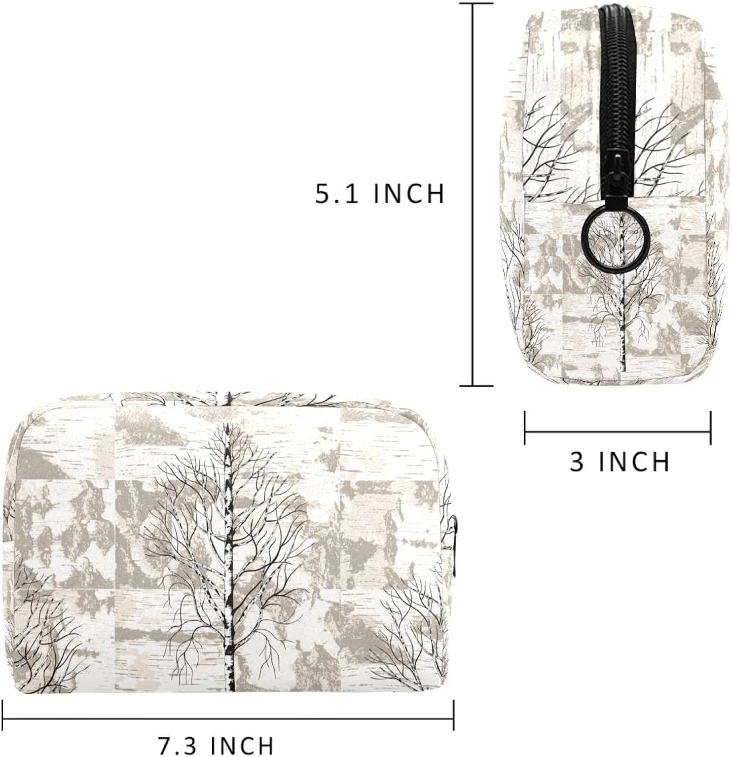 Makeup Organizer Bag, Birch Trees on Birch Bark Background Pencil Case Cosmetic Storage Bag Portable Toiletry Pouch for Women, Men, Traveling, School