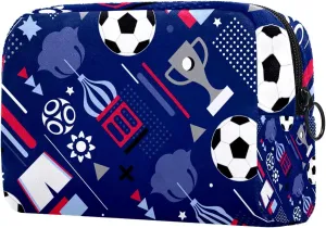 Makeup Organizer Bag, Soccer World Cup Pattern Pencil Case Cosmetic Storage Bag Portable Toiletry Pouch for Women, Men, Traveling, School