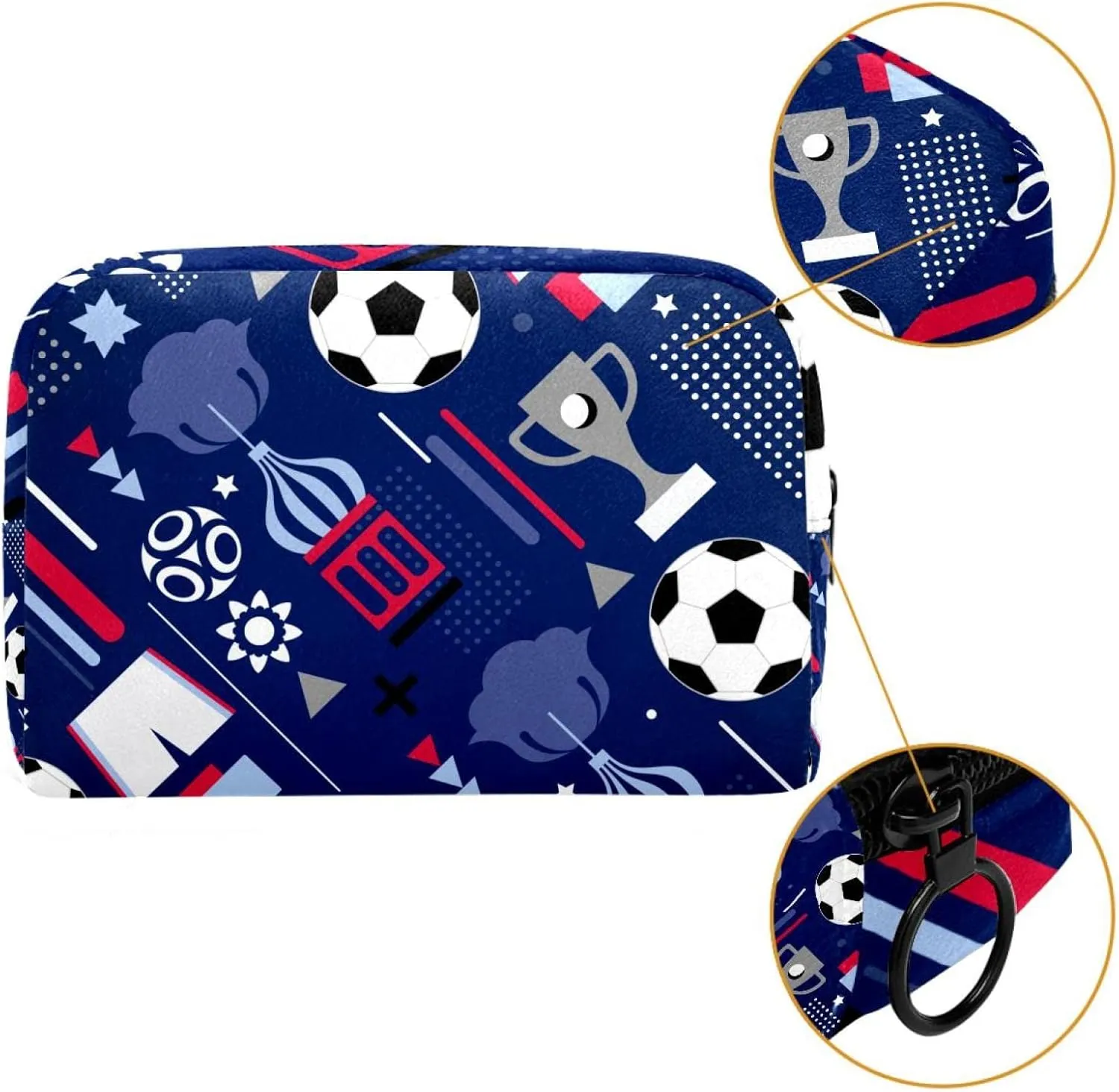 Makeup Organizer Bag, Soccer World Cup Pattern Pencil Case Cosmetic Storage Bag Portable Toiletry Pouch for Women, Men, Traveling, School