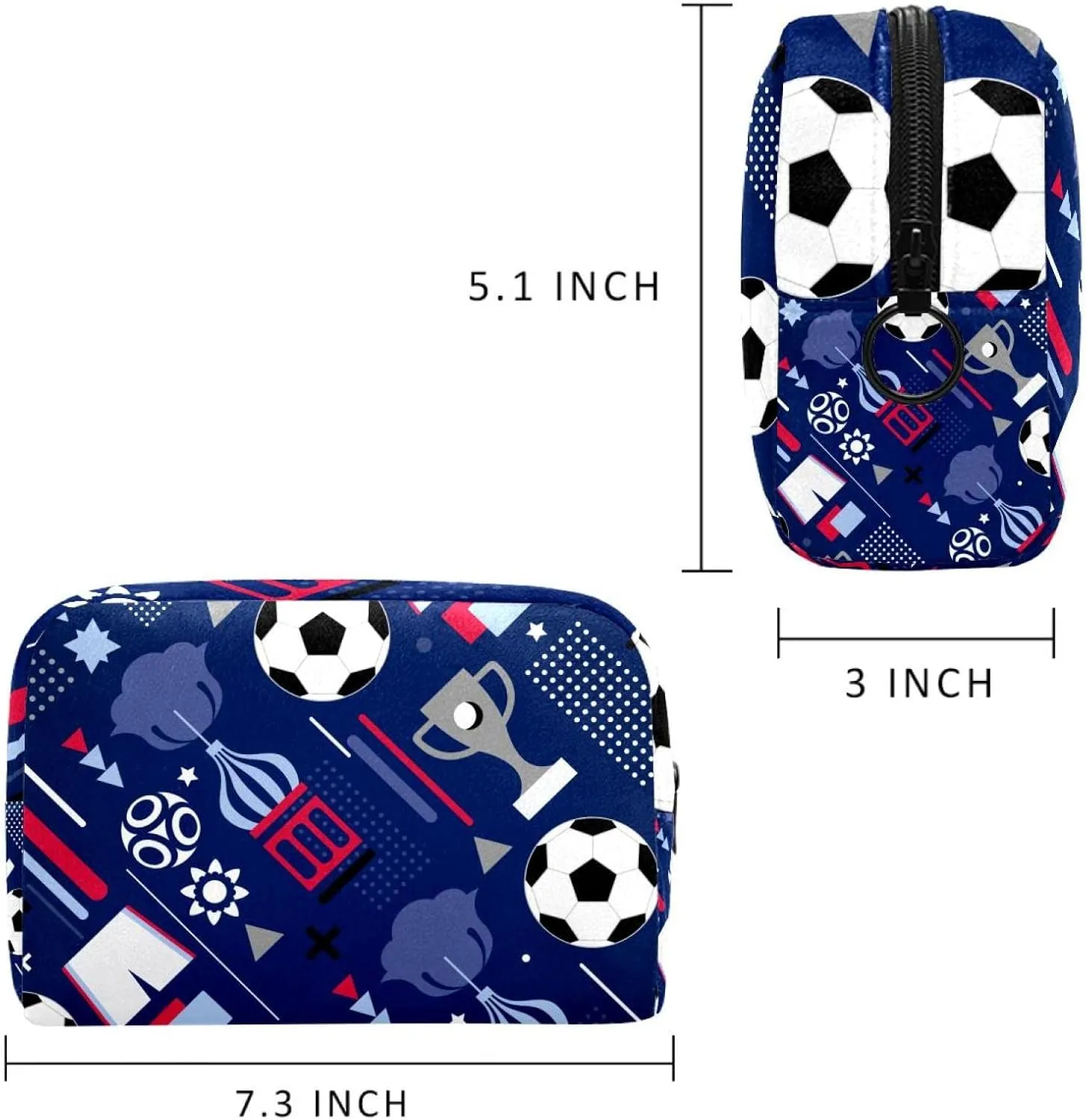 Makeup Organizer Bag, Soccer World Cup Pattern Pencil Case Cosmetic Storage Bag Portable Toiletry Pouch for Women, Men, Traveling, School
