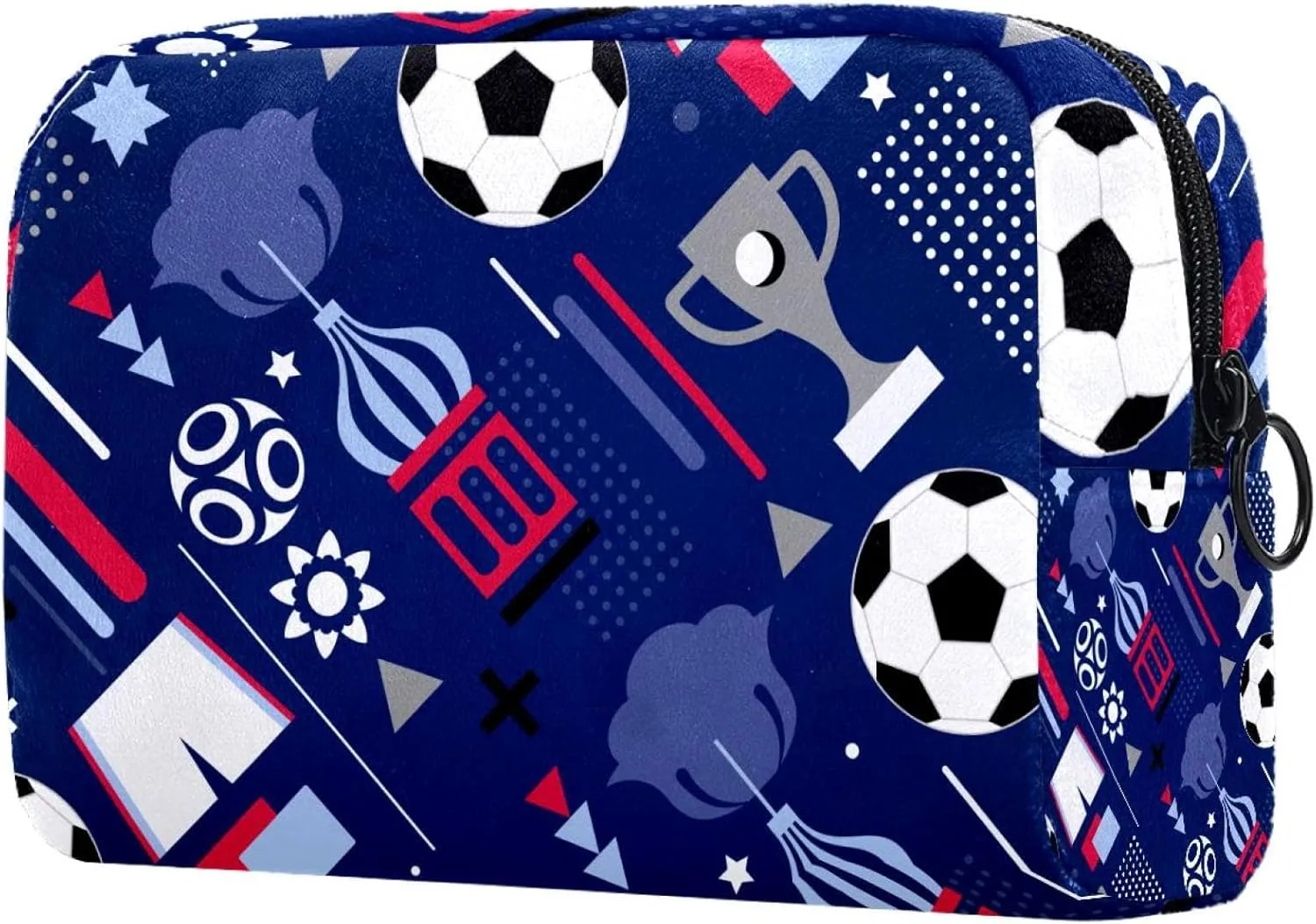 Makeup Organizer Bag, Soccer World Cup Pattern Pencil Case Cosmetic Storage Bag Portable Toiletry Pouch for Women, Men, Traveling, School