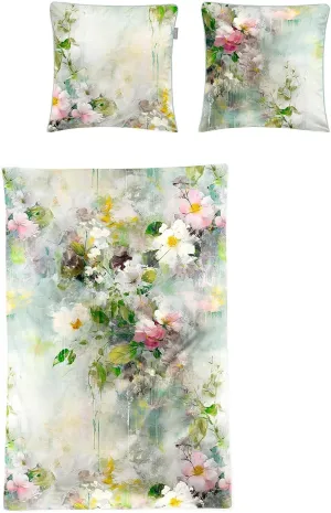 Mako Satin Bed Linen Tokio 8572 Green 1 Duvet Cover 155 x 220 cm   1 Pillowcase 80 x 80 cm