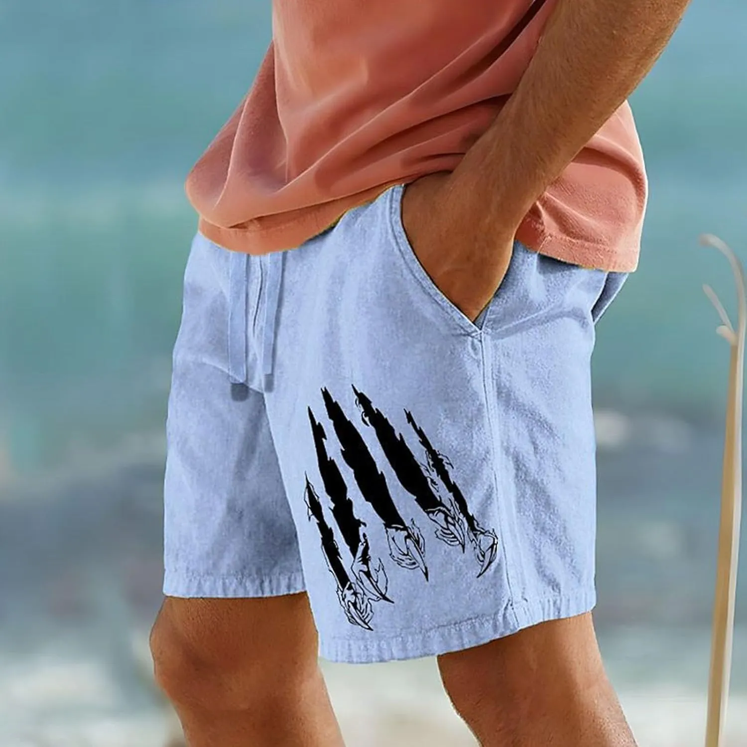 Male Swim Gradient Tie Dye Sports Shorts Casual Beach Couple Pants Short for Men Elastic Waist Mens Blue