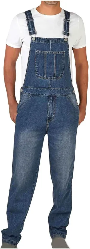 Man Jumpsuits Pants Unitard for Mens Faux Denim Slim Tunic Overall Western Winter Fall Overalls 2025