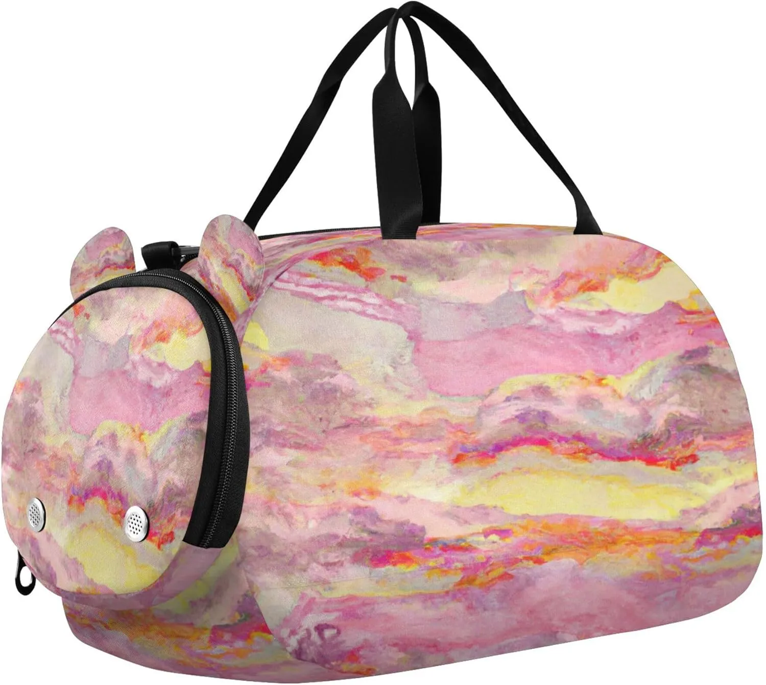 Marble Texture Kids Overnight Sports Duffel Bags with Shoe Compartment & Wet Pocket Travel Sport Gym Bag for Girls Boys