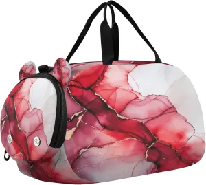 Marble Texture Kids Overnight Sports Duffel Bags with Shoe Compartment & Wet Pocket Travel Sport Gym Bag for Girls Boys