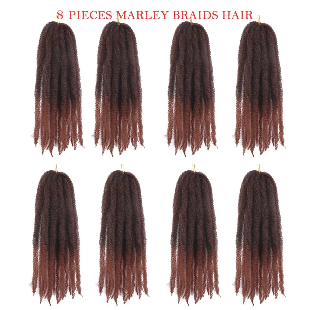 Marley Crochet Braids Hair 24 Inch 8 Packs Afro Kinky Marley Twist Braiding Hair Synthetic Curly Twist Marley Hair Long Springy Afro Twist Hair Extensions (TB/30#, 24 Inch (Pack of 8))