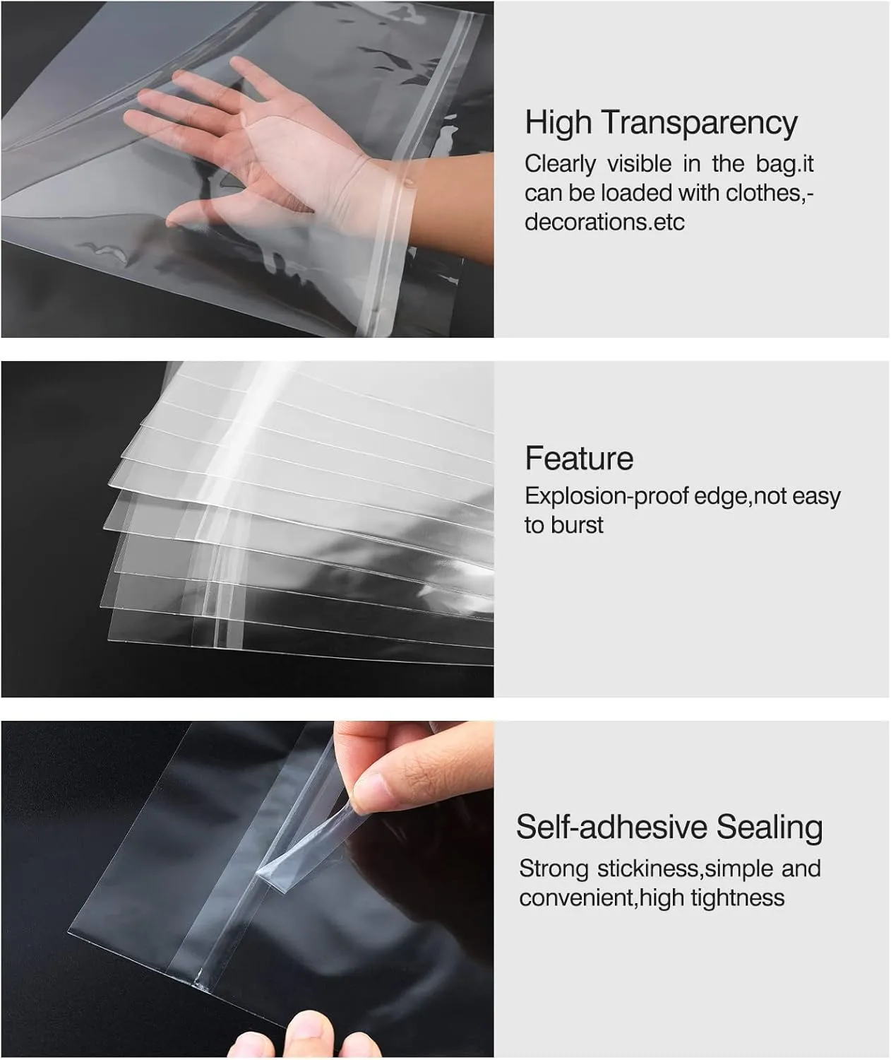 Mat Board Center, (200 Pack) 11 3/8" x 14 1/8" Crystal Clear Resealable Plastic Sleeves, Self Sealing Polypropylene Bags for 11x14 Prints, Photos, Documents