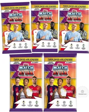 Match Attax Topps 23/24 New Premier League Soccer Trading Cards League Trading Cards x 5 Packet Bundle - Soccer Cards 2024 with Hassentials Sticker