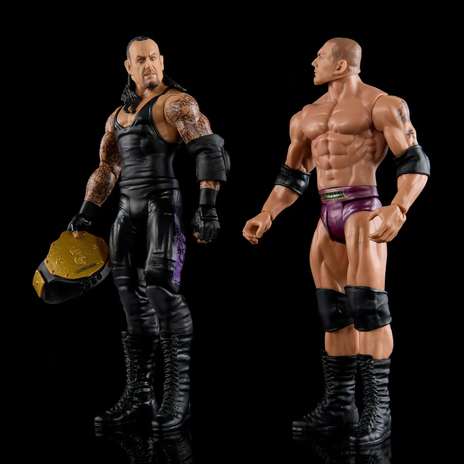 Mattel WWE Undertaker vs Bautista Championship Showdown Action Figure 2-Pack with World Heavyweight Championship, 6-inch