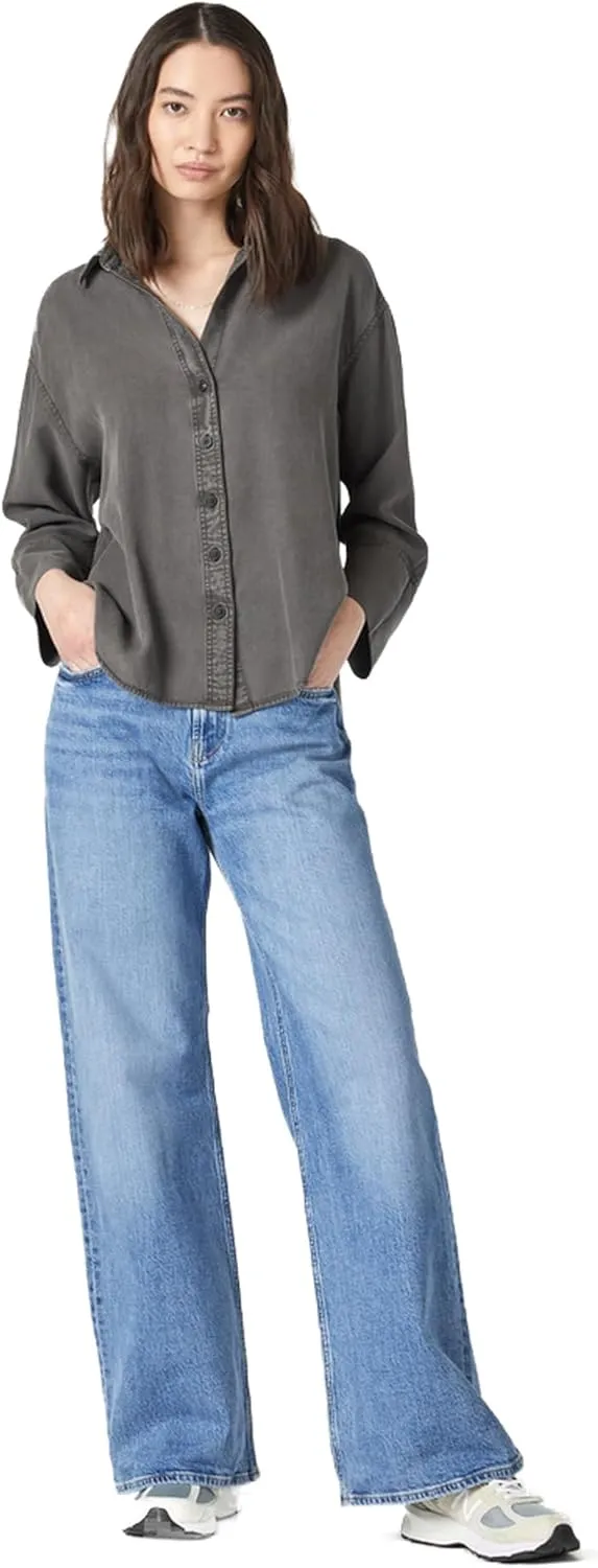 Mavi Women's Florida Mid Rise Wide Leg Jeans
