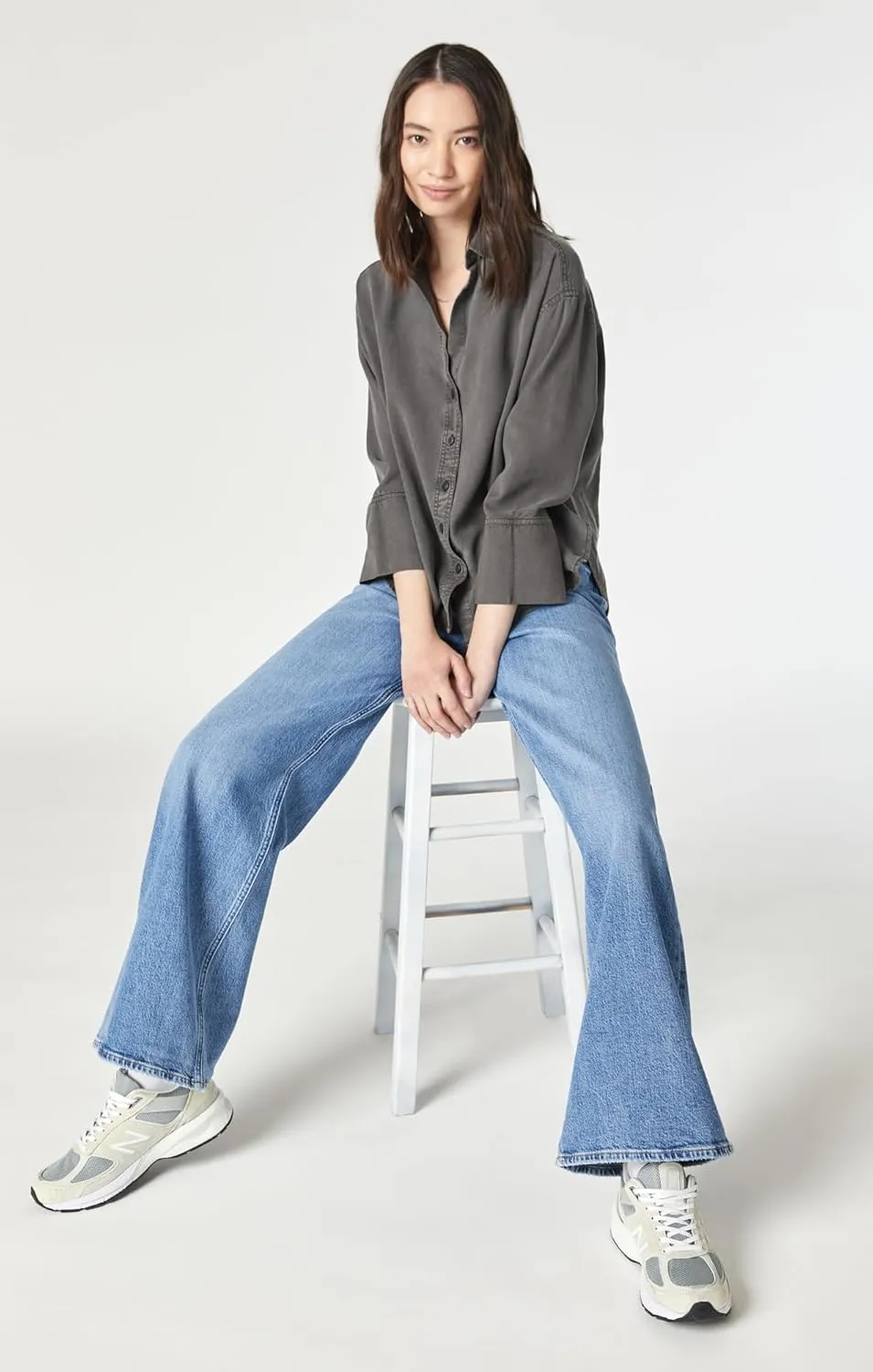 Mavi Women's Florida Mid Rise Wide Leg Jeans