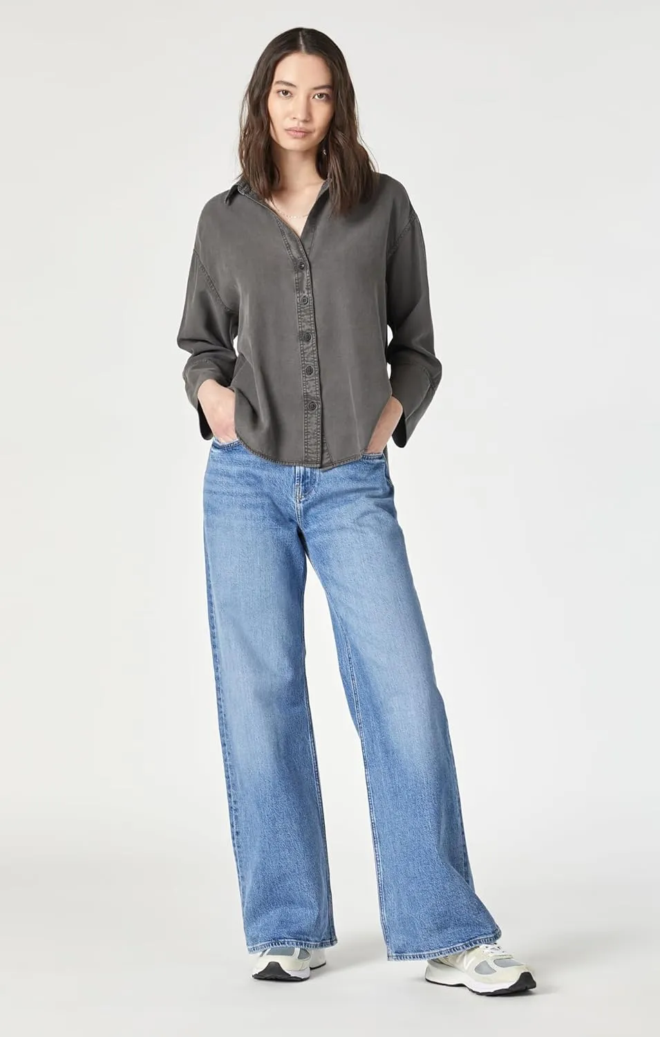 Mavi Women's Florida Mid Rise Wide Leg Jeans