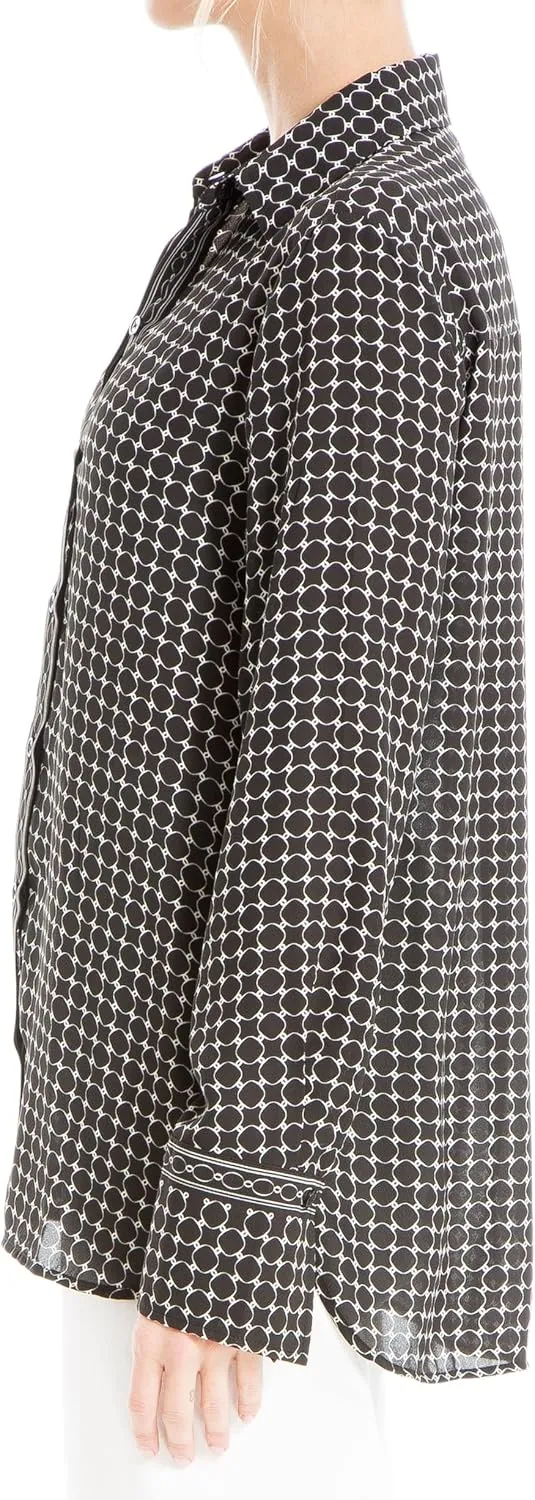Max Studio Women's Spring 2023 Fashion Everyday Collared Long Sleeve Button Down Shirt