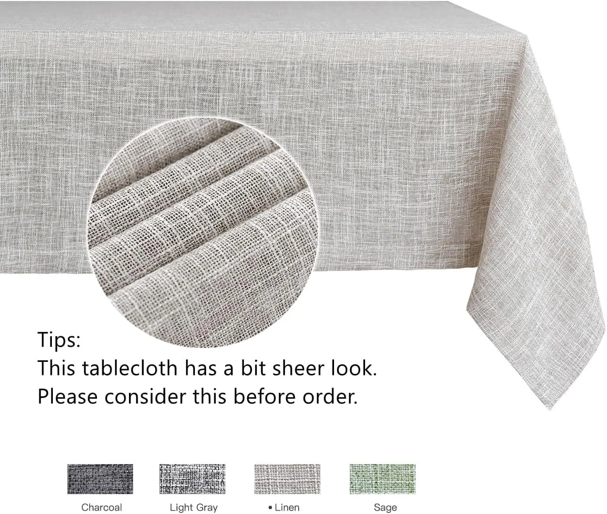 maxmill Flaxy Faux Linen Table Cloth with 2-Tone Slubby Texture Wrinkle Resistant Anti-Shrink Soft Tablecloth for Kitchen Dining Tabletop for Buffet Banquet Parties Rectangle 52 x 70 Inch Linen