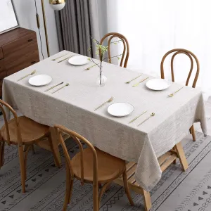 maxmill Flaxy Faux Linen Table Cloth with 2-Tone Slubby Texture Wrinkle Resistant Anti-Shrink Soft Tablecloth for Kitchen Dining Tabletop for Buffet Banquet Parties Rectangle 52 x 70 Inch Linen