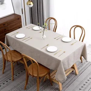 maxmill Lux Faux Linen Table Cloth with Slubby Texture Wrinkle Resistant Anti-Shrink Soft Tablecloth for Kitchen Dining Tabletop for Buffet Banquet Parties Event Dinner Rectangle 52 x 70 Inch Natural