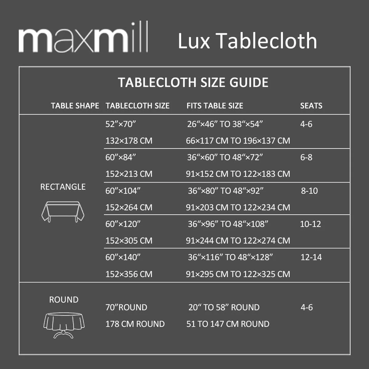 maxmill Lux Faux Linen Table Cloth with Slubby Texture Wrinkle Resistant Anti-Shrink Soft Tablecloth for Kitchen Dining Tabletop for Buffet Banquet Parties Event Dinner Rectangle 52 x 70 Inch Natural