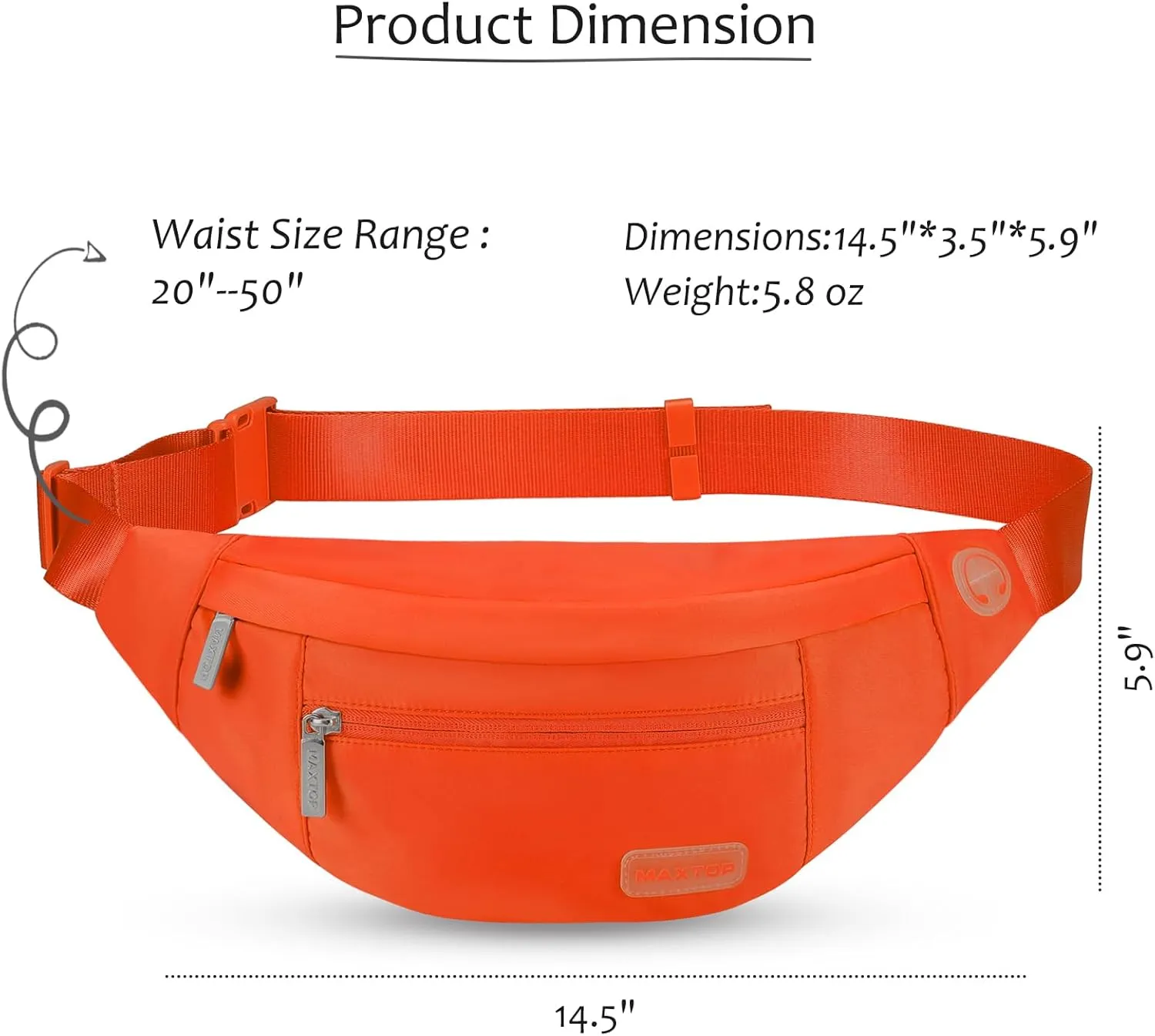 MAXTOP Large Crossbody Fanny Pack with 4-Zipper Pockets,Gifts for Enjoy Sports Festival Workout Traveling Running Casual Hands-Free Wallets Waist Pack Phone Bag Carrying All Phones
