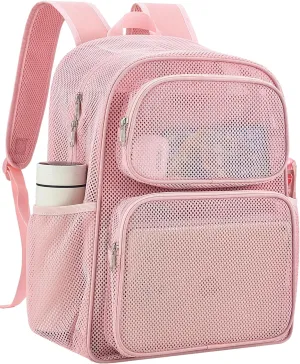 MAY TREE Mesh Backpack Heavy Duty Big Mesh Bag Large Capacity for Travel Beach Hiking Outdoor Sports with Paded Strap