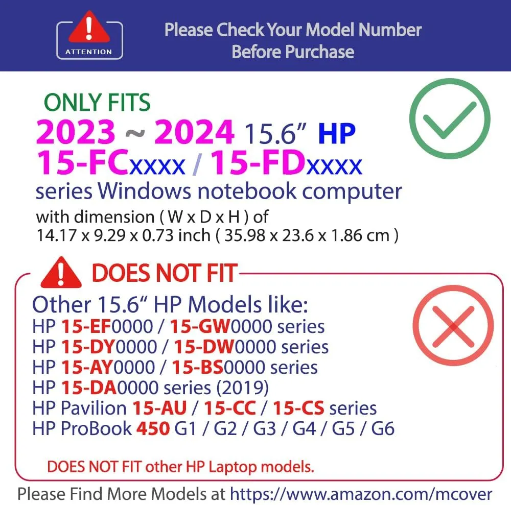 mCover Case Compatible ONLY for 2023-2024 15.6-inch HP Laptop 15-FCxxxx / 15-FDxxxx Series Windows Notebook PC (NOT Fitting Any Other HP Laptop Models) - Purple