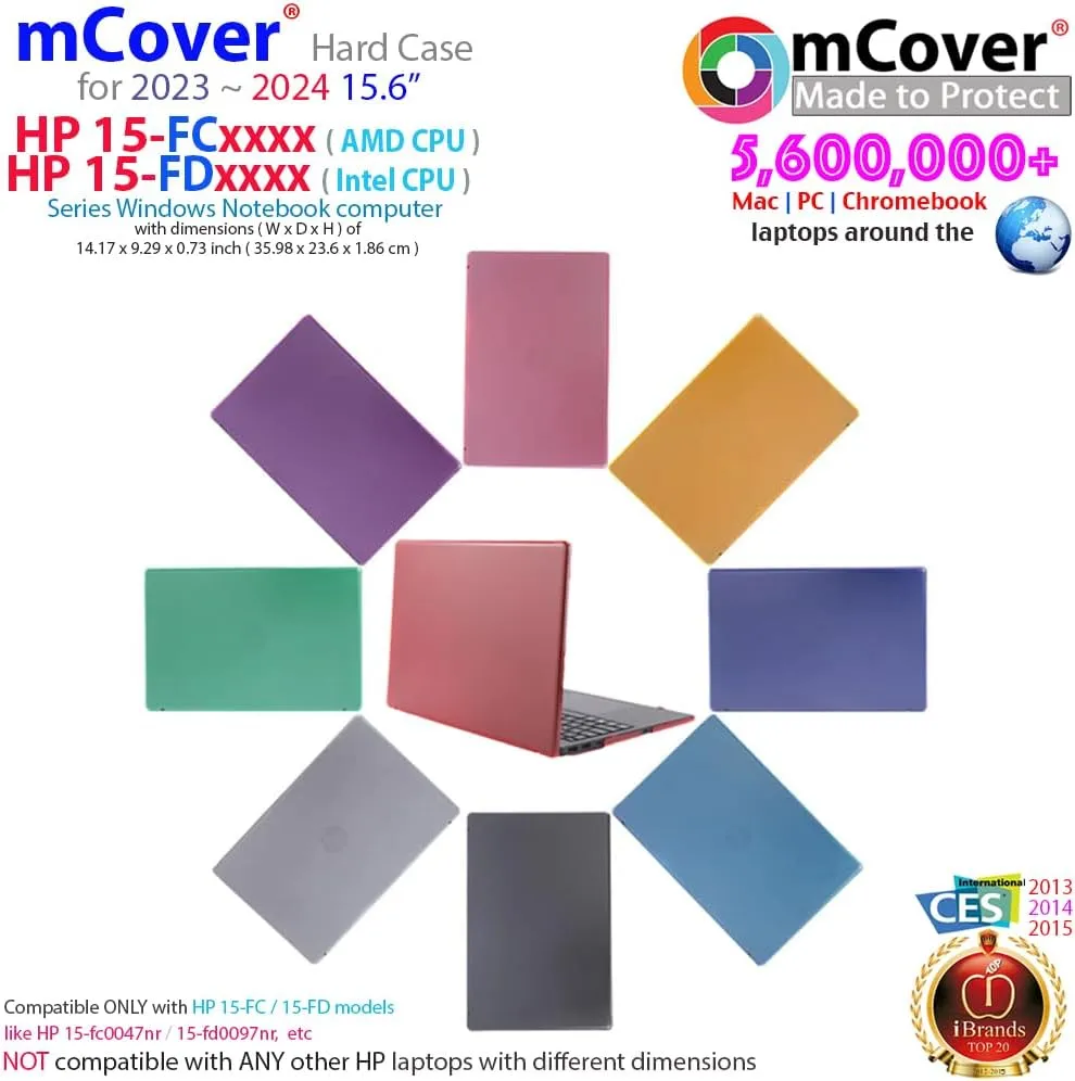 mCover Case Compatible ONLY for 2023-2024 15.6-inch HP Laptop 15-FCxxxx / 15-FDxxxx Series Windows Notebook PC (NOT Fitting Any Other HP Laptop Models) - Purple