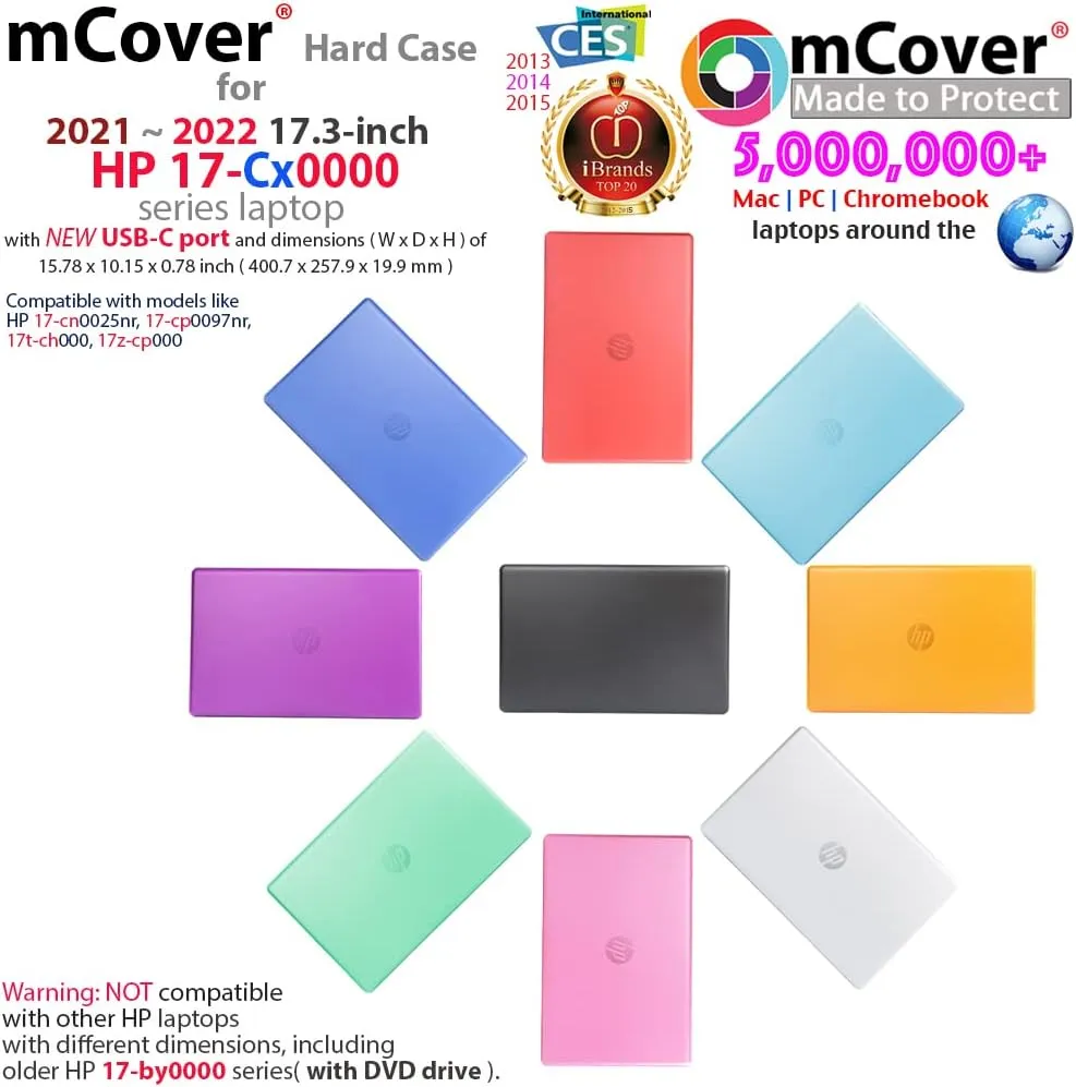 mCover Compatible 2021-2023 17" HP Laptop 17-CNxxxx Series (No DVD Drive) Windows Laptop Computer Case, Green, 14.3 oz
