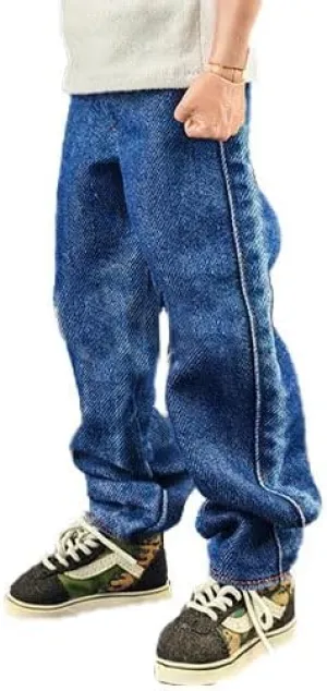 Meetoget 1/6 Scale Male Figure Doll Denim Jeans Pants Clothes for 12 inch Action Figure PM104US,Blue