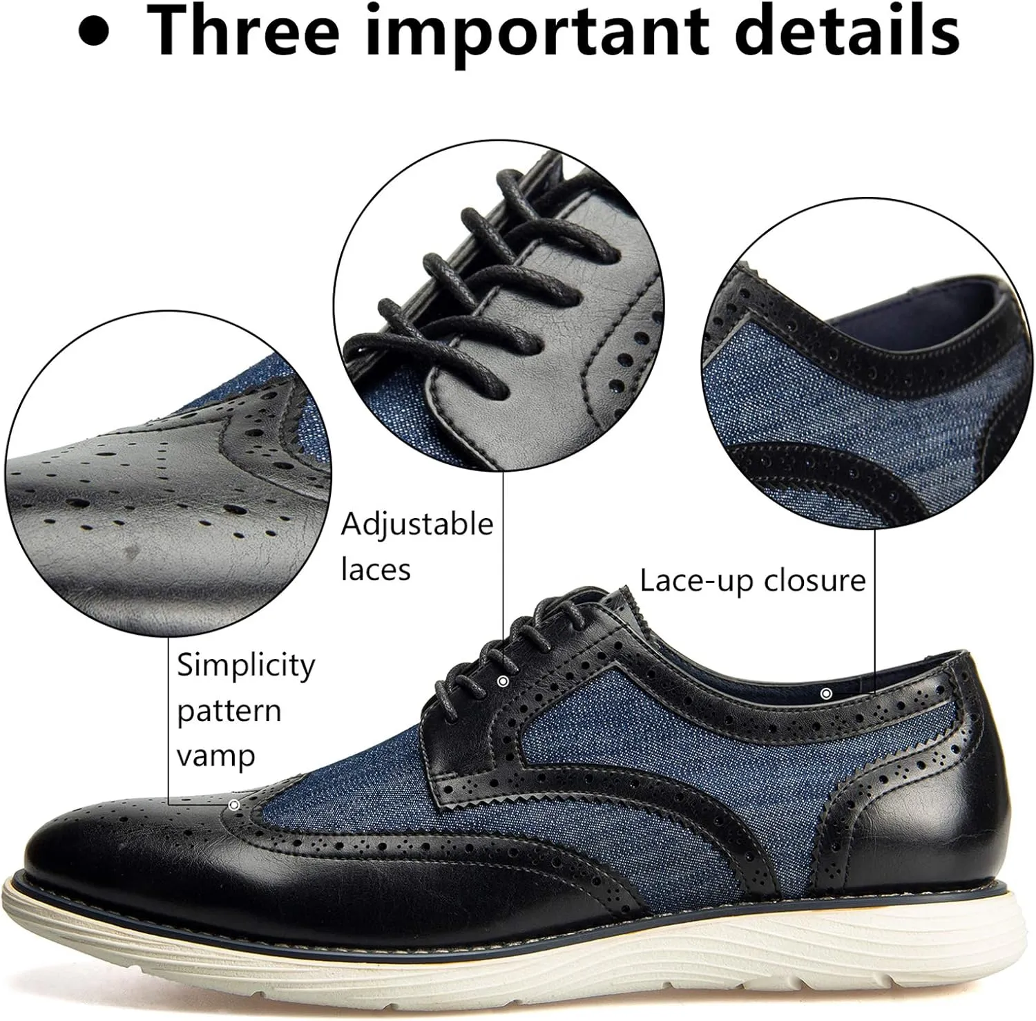 Meijiana Men's Oxford Shoes - Blue - Casual Dress Shoes