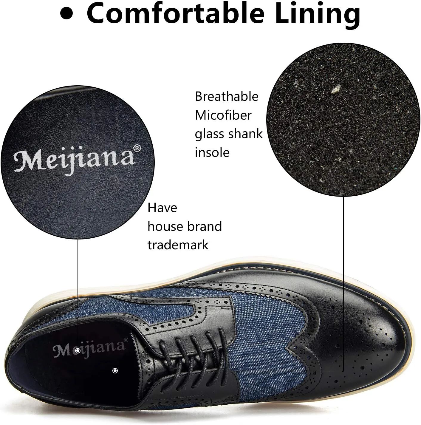 Meijiana Men's Oxford Shoes - Blue - Casual Dress Shoes