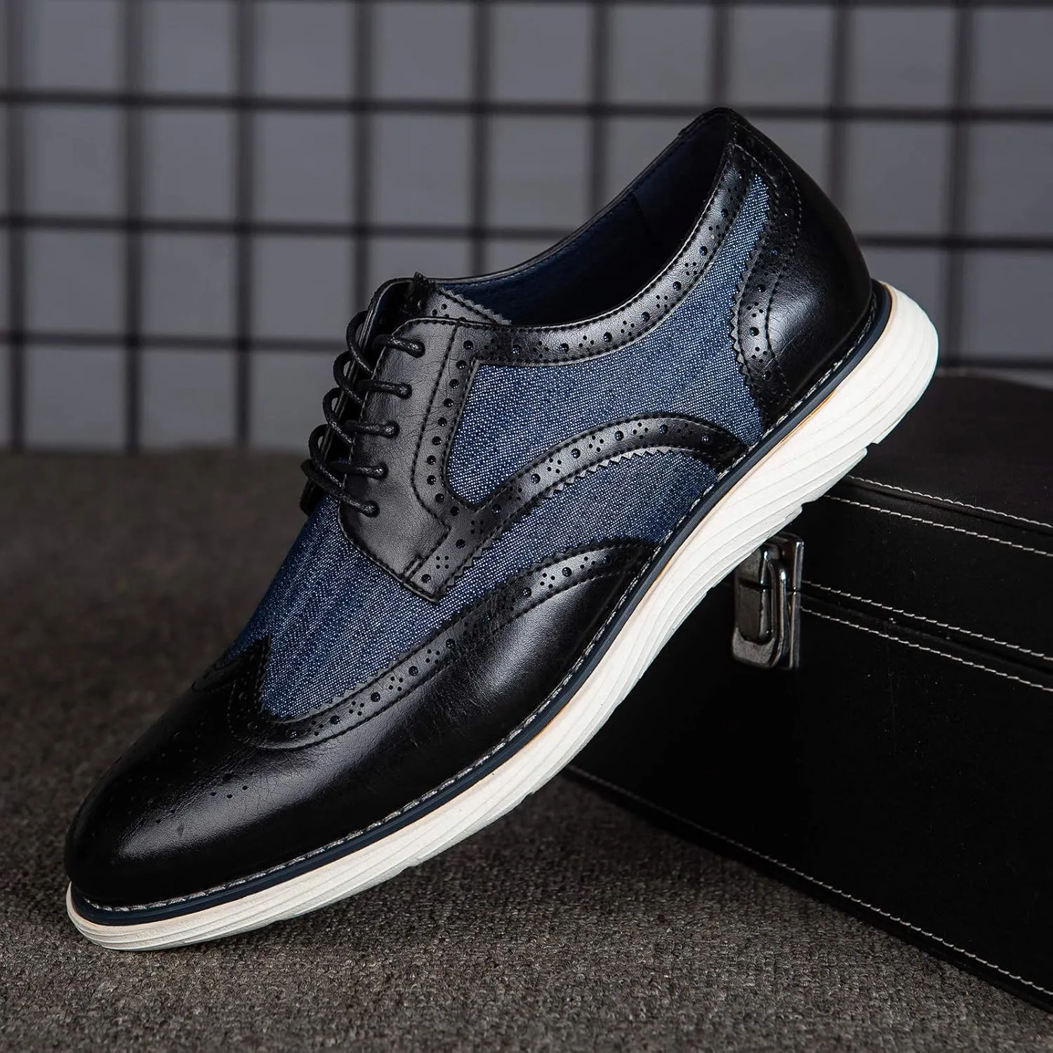 Meijiana Men's Oxford Shoes - Blue - Casual Dress Shoes