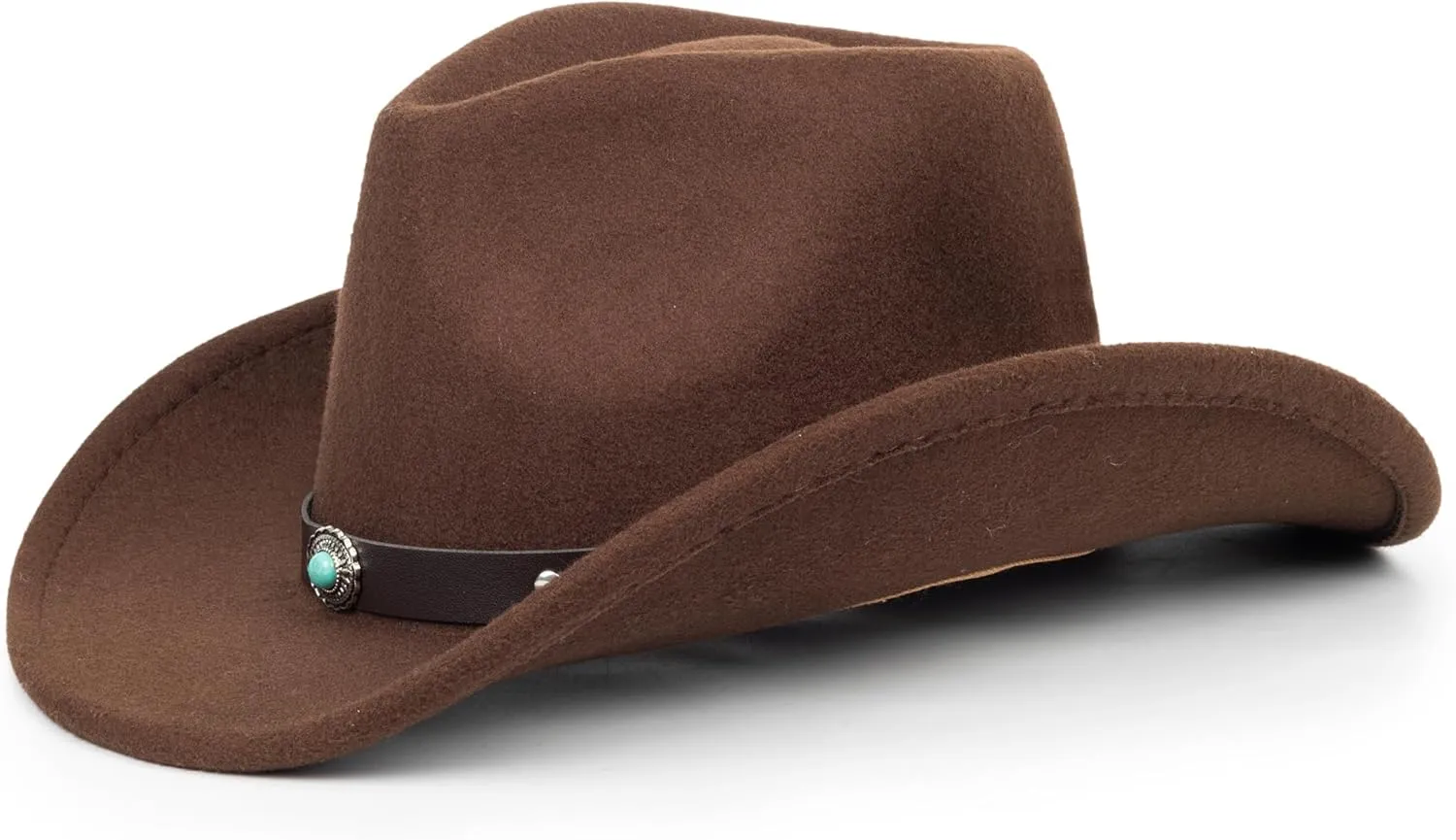 Men Women Retro-Black Western-Cowboy-Hat Bling-Rhinestone-Decor with Eyelets Felt-Cowgirl-Hats Glitter-Rodeo Fedora Hat