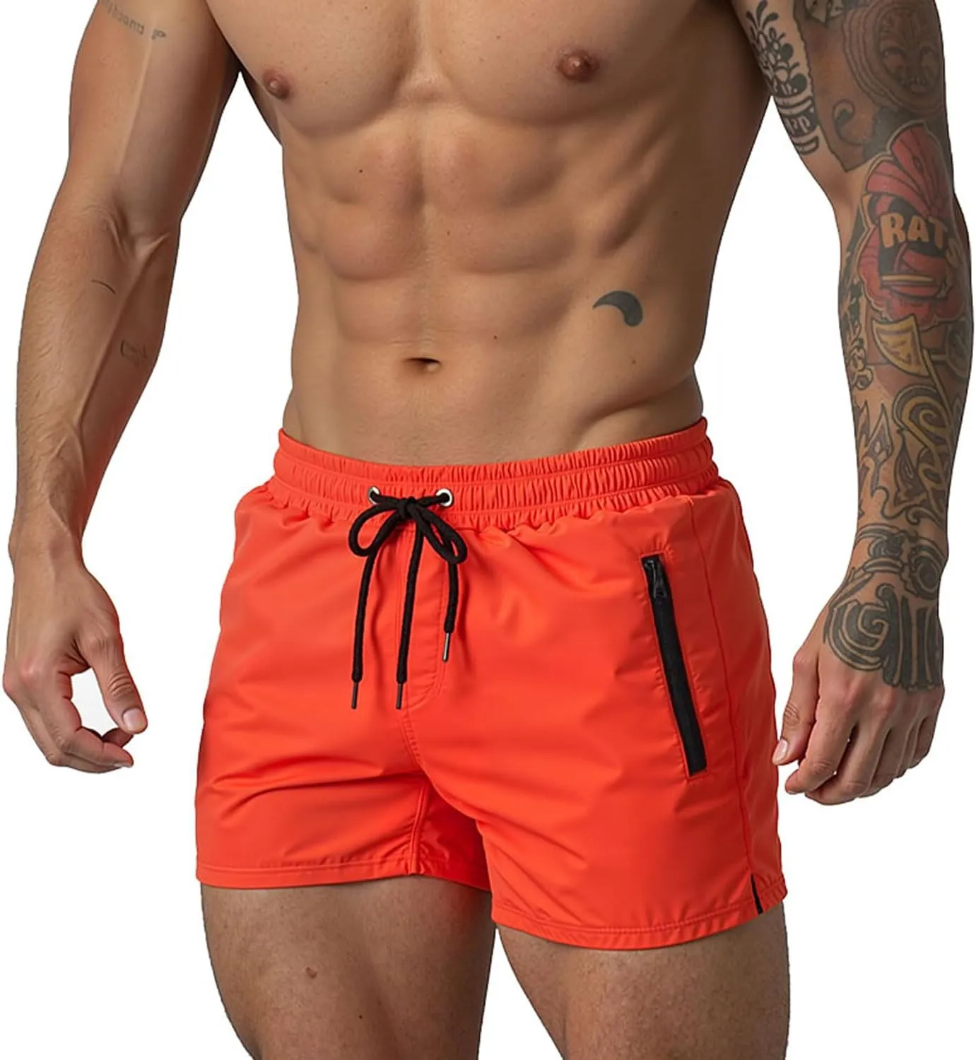 Mens 5" with Zipper Quick Dry Beach Shorts for Swimming Men Bathing Suit