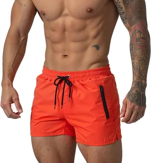 Mens 5" with Zipper Quick Dry Beach Shorts for Swimming Men Bathing Suit