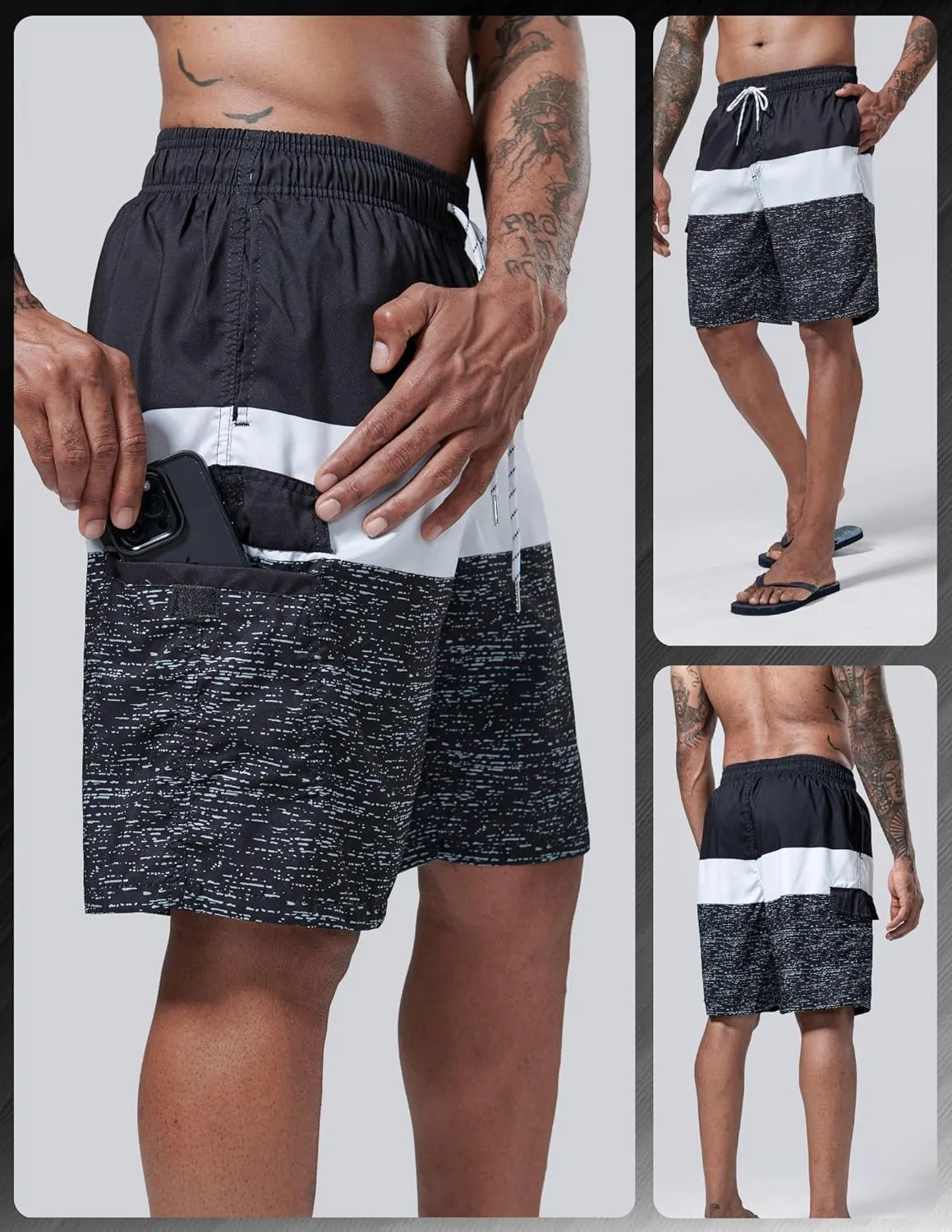 Men's 9" Quick Dry Swim Trunks with Mesh Lining and Cargo Pockets, Beach Shorts Bathing Suits